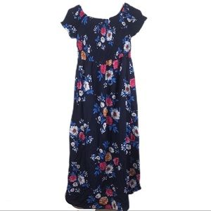 Si Rou Floral Shirred Hi Lo Maxi Dress